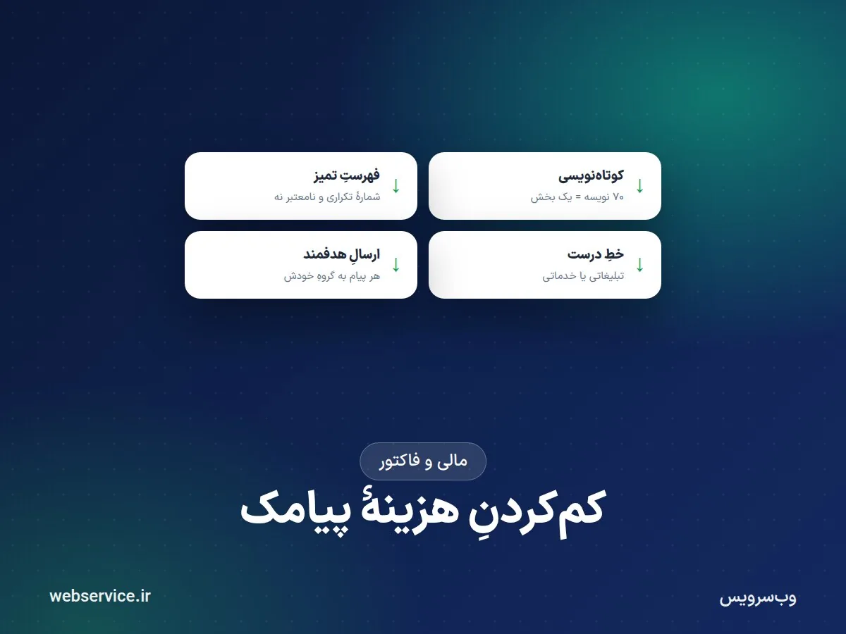 چطور هزینهٔ پیامک را کم کنیم؟ ۹ راه واقعی برای صرفه‌جویی در ارسال انبوه