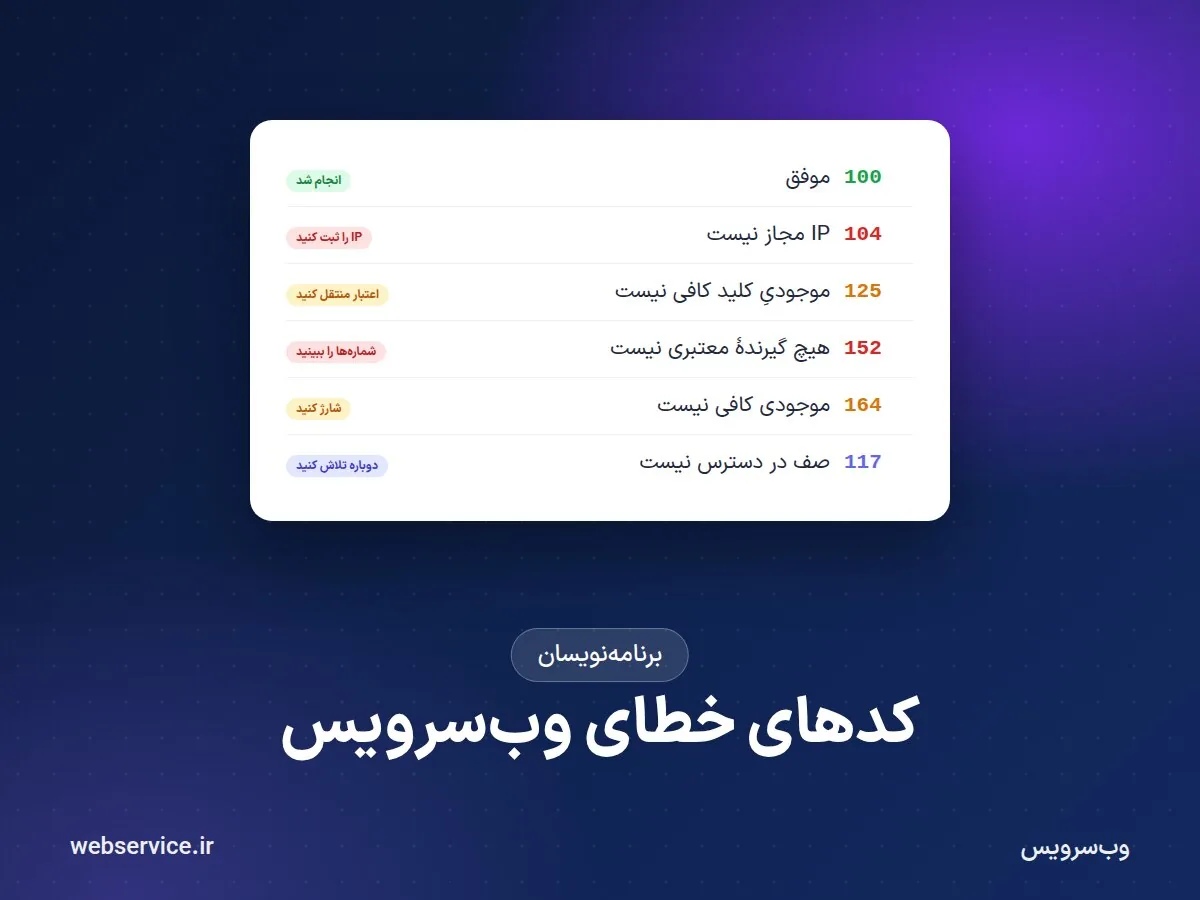کدهای خطای وب‌سرویس پیامک؛ معنی هر خطا و راه‌حل آن